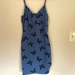 blue butterfly mini dress